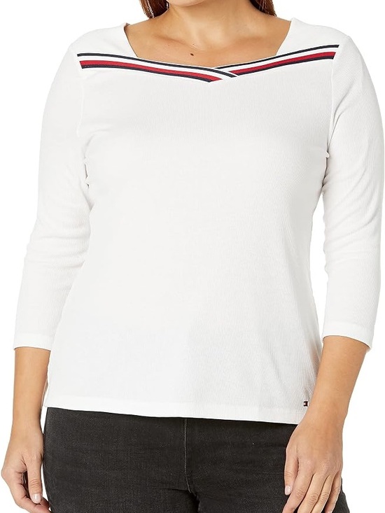 Tommy Hilfiger Tops - Tommy Hilfiger 3/4 Sleeve Ribbed V-Neck Tee